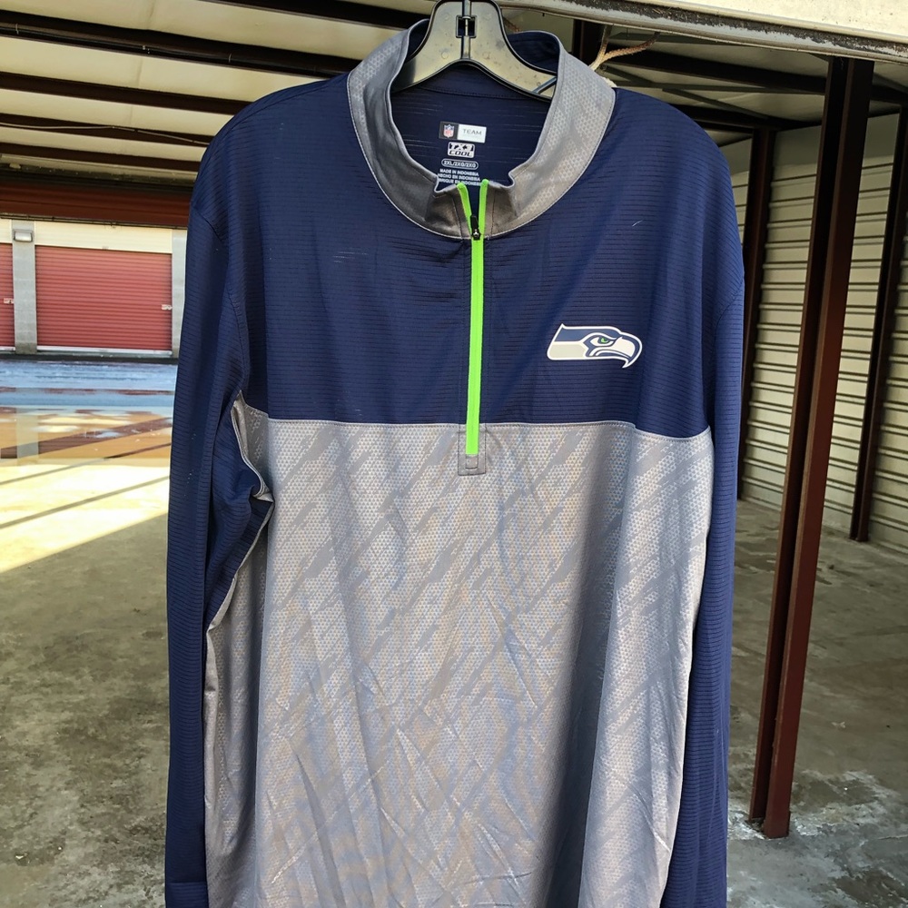 NFL Team Apparel Seattle Seahawks Mens 1/4 Zip Pullover Jacket TX3 Cool Size 2XL - Picture 3 of 12